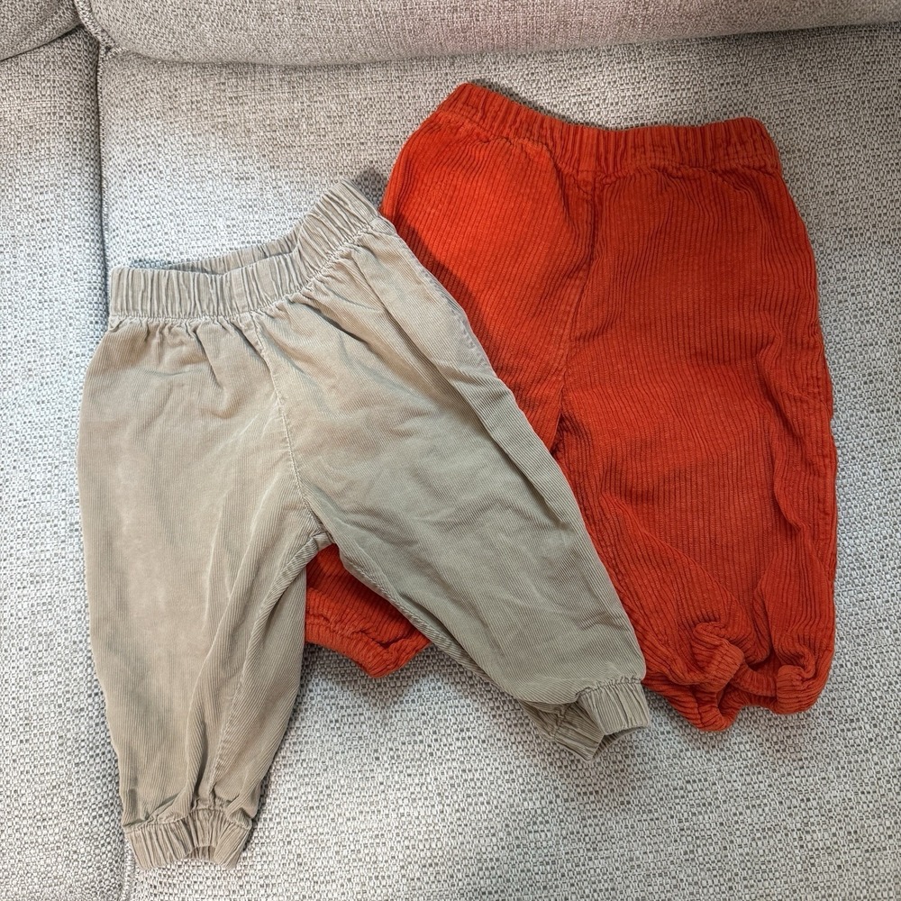 Vild Set of 2 Corduroy Pants in‎ Red and Khaki Size 2-3 Years Organic Cotton